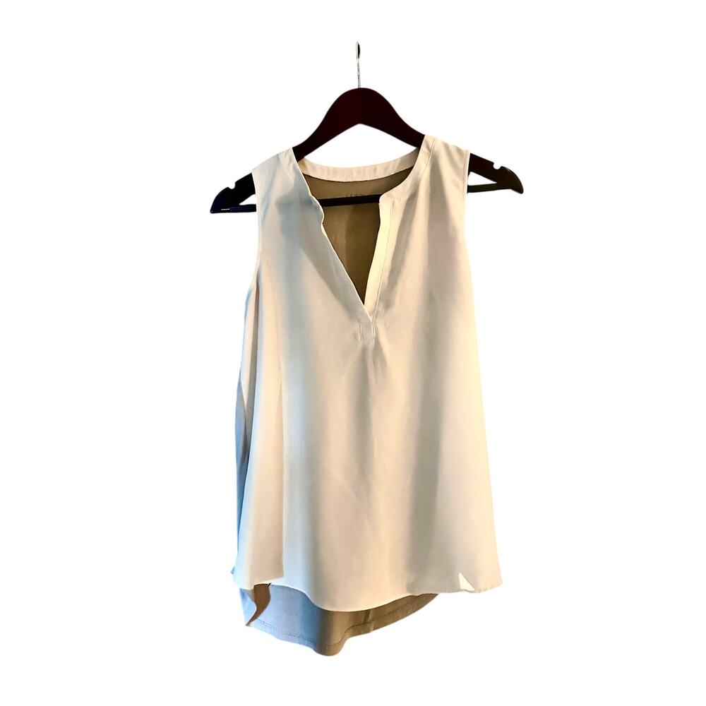 LOFT White Sleeveless Split V-Neck Blouse Top XS